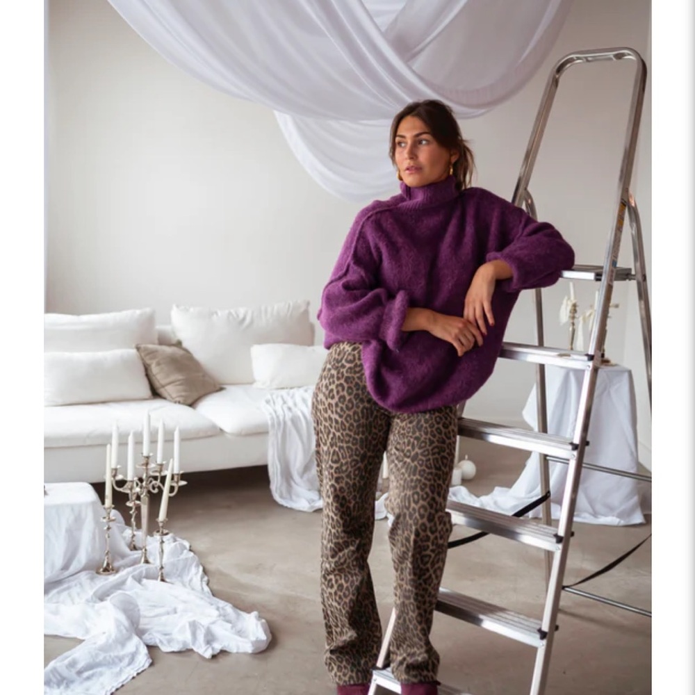 Purple Turtleneck Sweater for Women